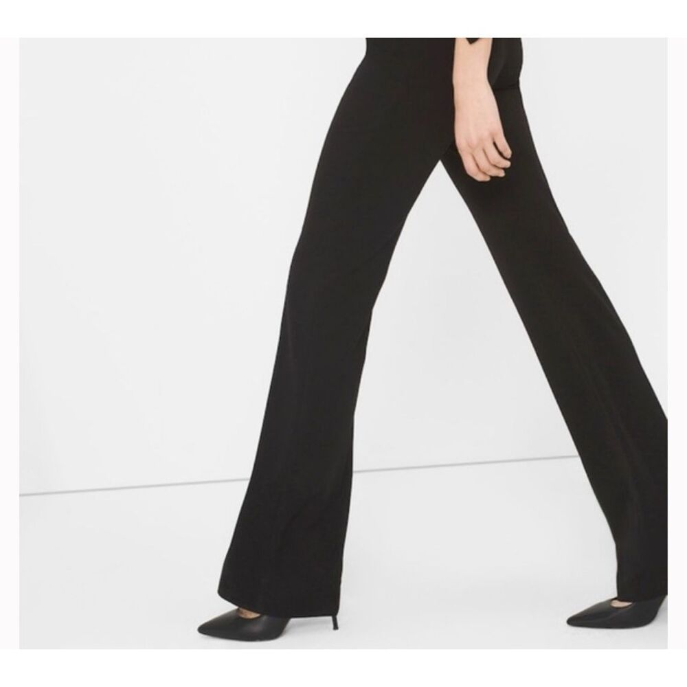 White House Black Market $120 Pull On Skinny Flare Pants Black Womens 10 NEW